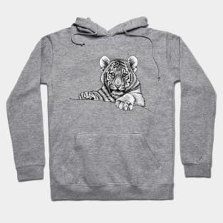 Amur tiger cub - ink illustration Hoodie